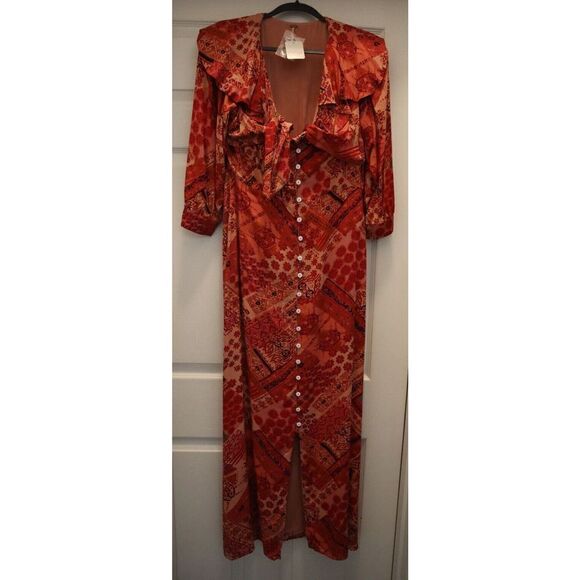 Free People OB1563474 Women's Sz S Primrose Combo Lennon Ruffle Maxi Dress - Picture 2 of 6